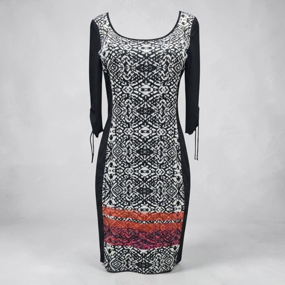 Joseph Ribkoff Colorblock Sheath Dress Womens 10 Optical Illusion Panels Boho